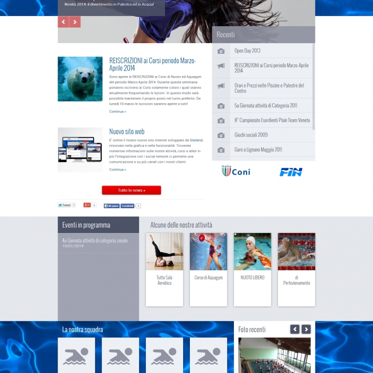 Layout grafico dell'home page