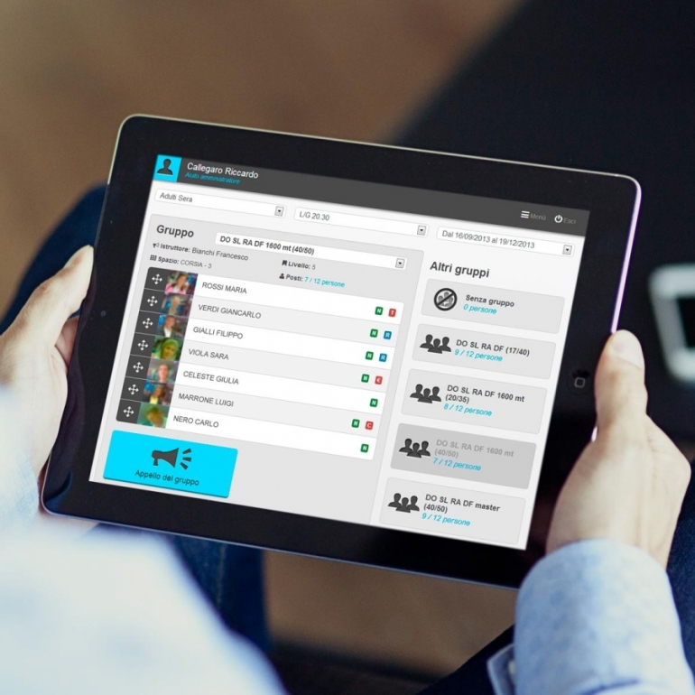 App su tablet per coordinatori vasca di nuoto